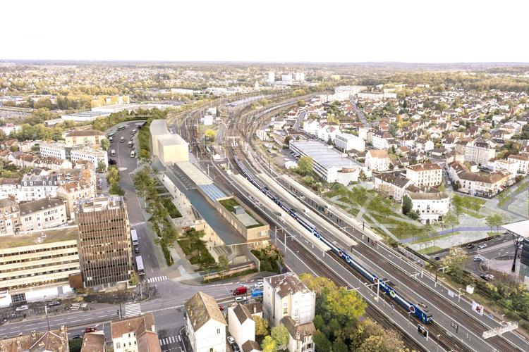 Vue aérienne du futur pôle gare de Melun_Crédits AREP